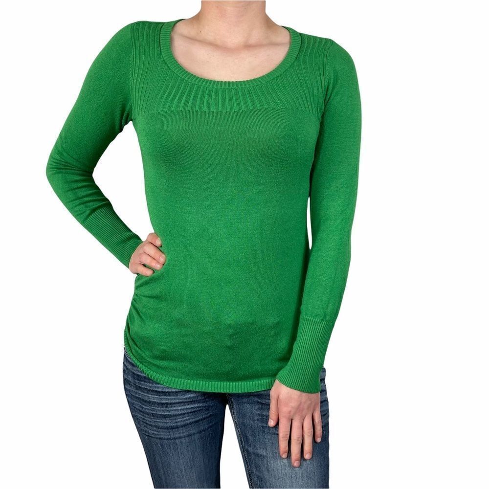 Grane Green Ribbed Long Sleeve Top